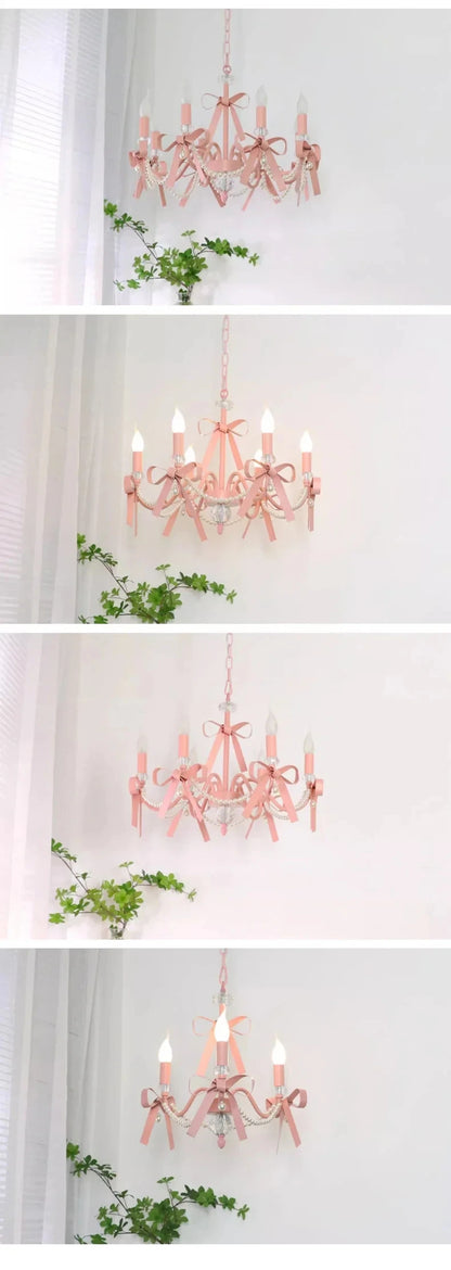 Pink Lovely Children's Room Chandeliers Crystal Cute Kid's Bedroom Pendant Lights Living Room Bedroom Hanging Lamps