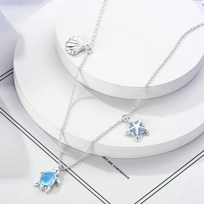 Luxury Necklace 925 Silver Original Sterling Zircon Dragonfly Butterfly Firefly Star Moon Chain Link For Women Wedding Jewelry