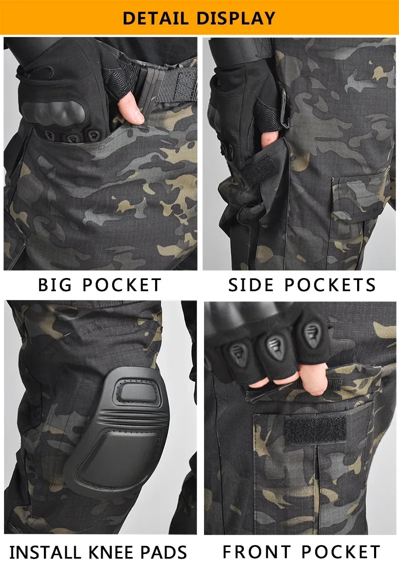 Tactical Uniform Milit Outdoor Camo Uniform Combat Suits Shirts Cargo Pants Trainning Sets Airsoft Paintball Hunting Clothes