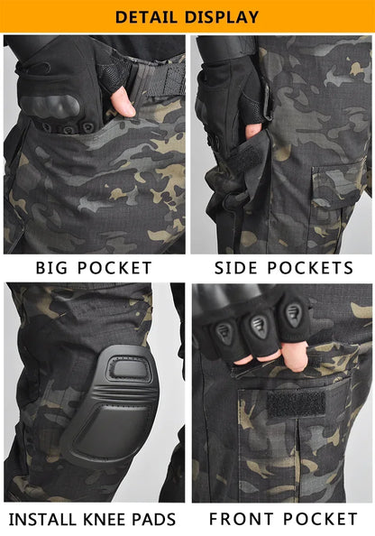 Tactical Uniform Milit Outdoor Camo Uniform Combat Suits Shirts Cargo Pants Trainning Sets Airsoft Paintball Hunting Clothes