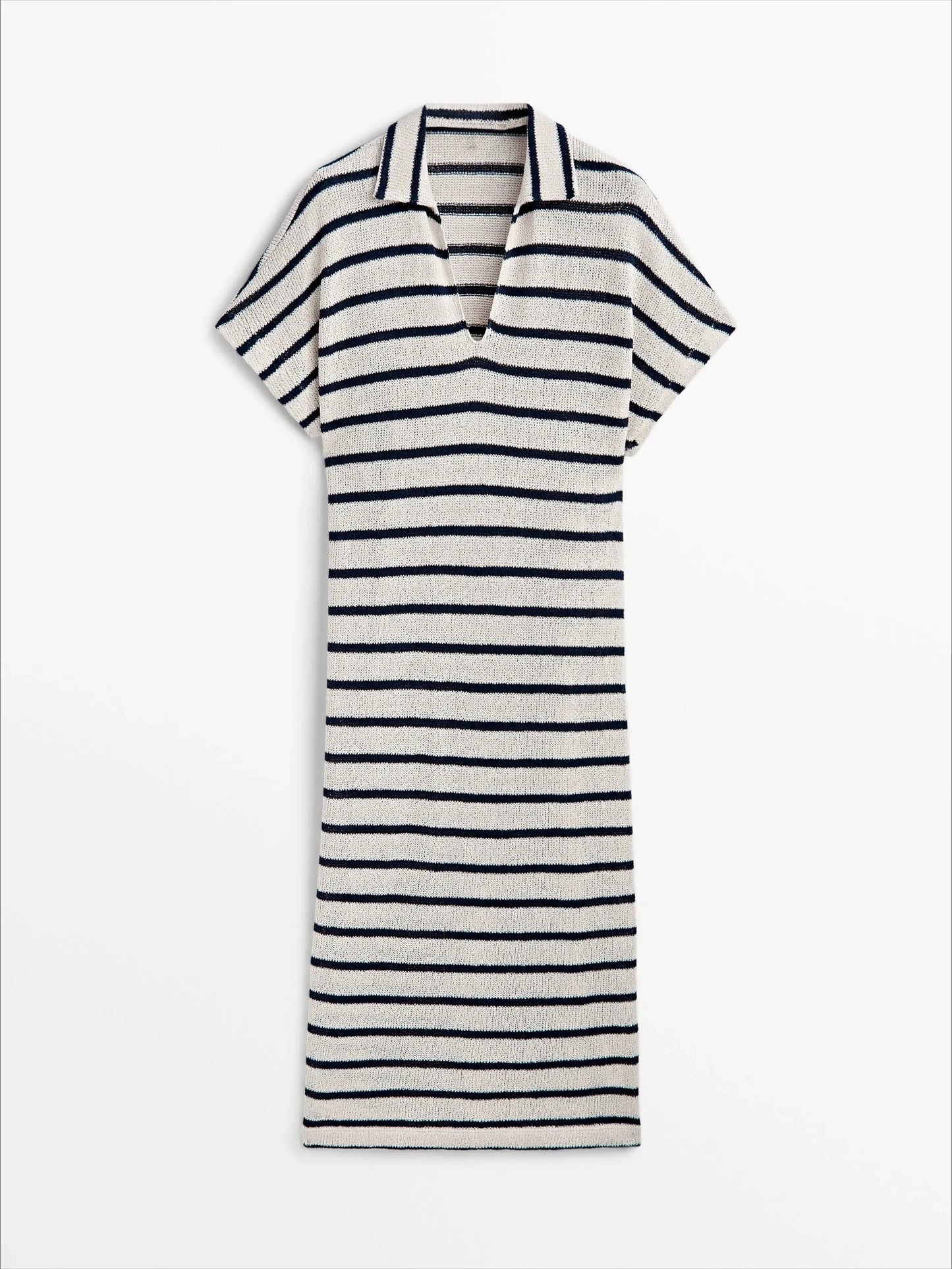 Ethereal Traf Md 2026 YAZHIMEI autumn new style of Women's casual fashion Cotton blend striped POLO neck long dress