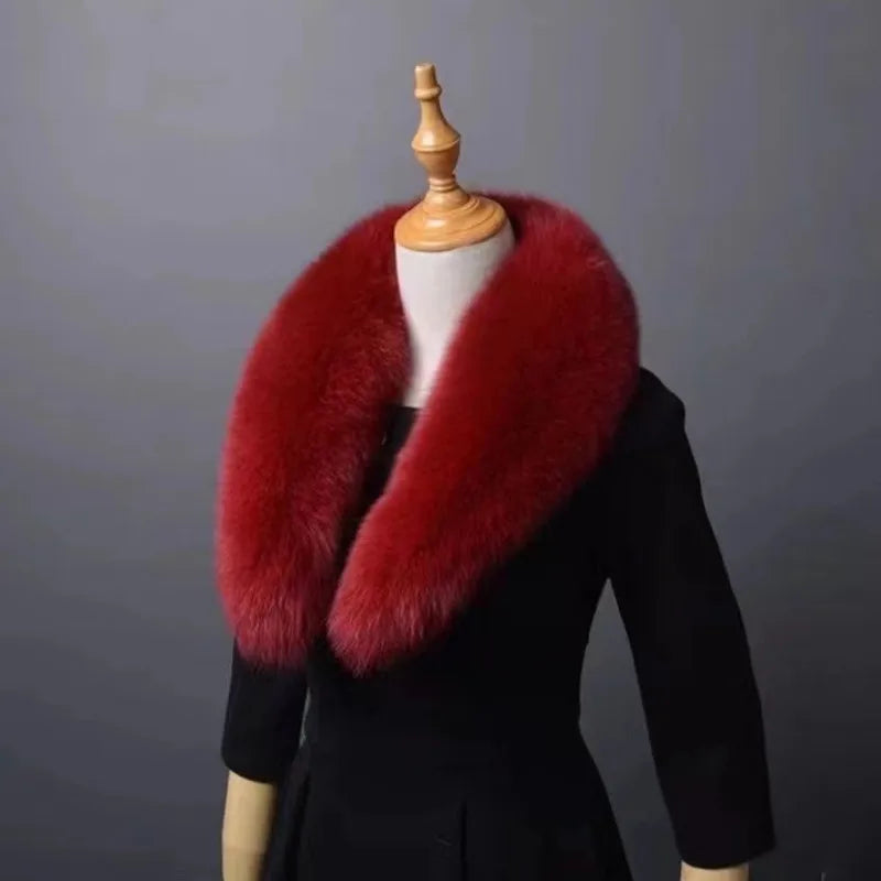 Winter Real Fox Fur Collar Woman Furry Natural Raccoon Fur Scarf Shawls Luxury Neck Warmer Wraps For Coat Fur Scarves Large Size