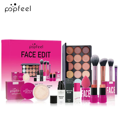 Essential Eye Makeup Set for Beginners Matte&Shimmer Eyeshadow Palette, Mascara, Eyebrow Pencil, Lip Eyeliner,Brush Tool Set Box