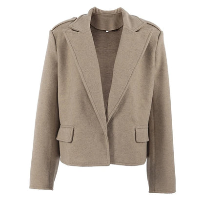 Women Wool Short Coats Jackets Blends Turn Down Collar Coat Thick Warm Y2k Streetwear Jacket Work Outerwear Autumn Winter