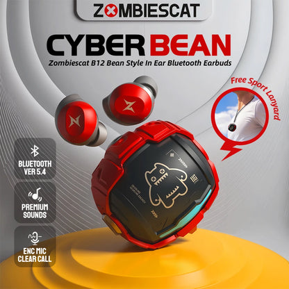 ZOMBIES CAT Bluetooth 5.4 Sports Earbuds Mini Invisible In-Ear TWS Wireless Earphone Clear Call Headphone with Sport Lanyard