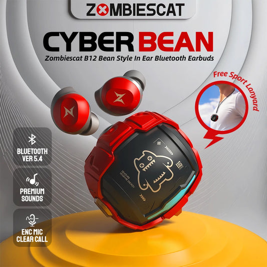 ZOMBIES CAT Bluetooth 5.4 Sports Earbuds Mini Invisible In-Ear TWS Wireless Earphone Clear Call Headphone with Sport Lanyard