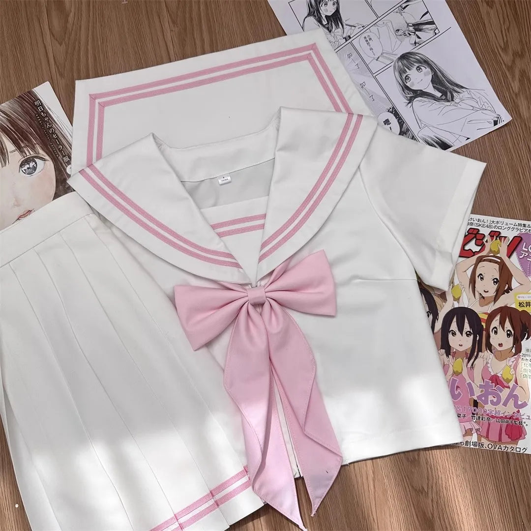 Student Clothes Sailor Outfit White Pink Japanese School Jk Uniform Sailor Fuku Korean Women's High School Girls Seifuku