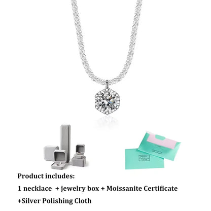 GRA Certified Moissanite 6 Prong Pendant Necklace Real S925 Sterling Silver Sparkling Cauliflower Chain for Women Fine Jewelry