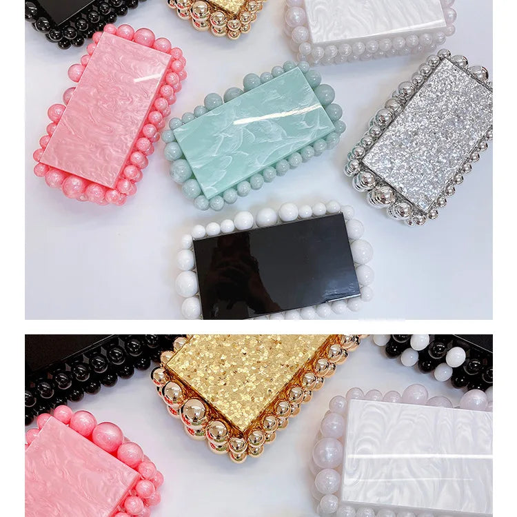 Luxury Design Shoulder Crossbody Bag Fashion New Evening Clutch Bag Ladies Handbag Acrylic Transparent Small Square Bag Female