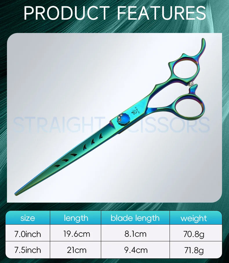 Fenice JP440C 7/7.5 Inch Professional Pet Dogs Grooming Scissors Kits Straight Curved Thinnier Chunker Shears Set For Dogs