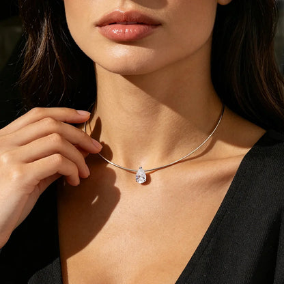 Serenity 3ct 5ct Pear Cut Moissanite Necklace for Women S925 Sterling Silver Chain Jewelry Sparkling Water Drop Pendant Necklace