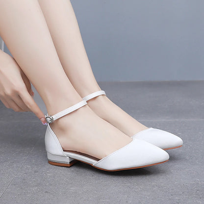 Crystal Queen Women Sandals Ladies Sexy Shoes Female Flats Point Toe Summer Shoes Casual Party Dress Flat