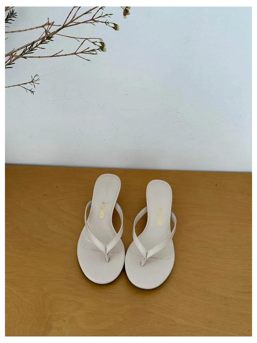 2026 New Summer Thin Heels Slippers Sandals Narrow Band Slides Ladies Shoes Fashion Women Pumps Flip Flops Luxury Slippers Shoes