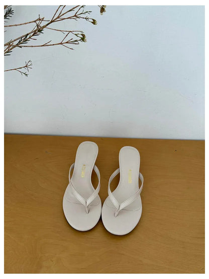 2026 New Summer Thin Heels Slippers Sandals Narrow Band Slides Ladies Shoes Fashion Women Pumps Flip Flops Luxury Slippers Shoes