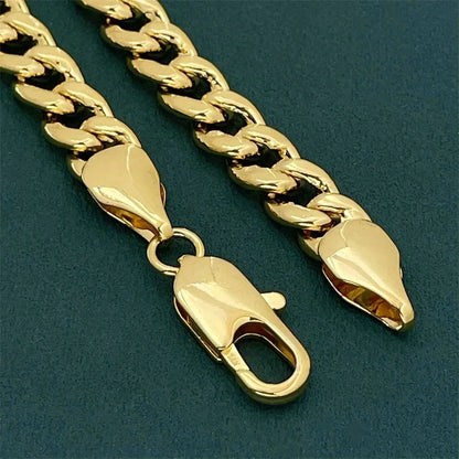 Luxury 925 Sterling Silver Gold Plated 7mm Cuban Necklace, Unisex Engagement Accessories Jewelry 50-60cm