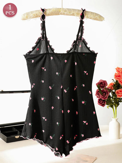 Women's One-Piece Sleeveless Pajama Jumpsuit, Suitable for Sleeping and Casual Wear, Women's Loungewear