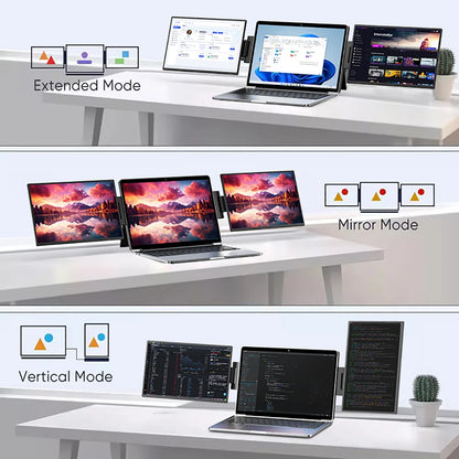 SIBOLAN 16" 2.5k Portable Dual Laptop Monitor 14" Optional 16:10 HDR 2560*1600P UHD Triple Folding Display for Laptop Windows