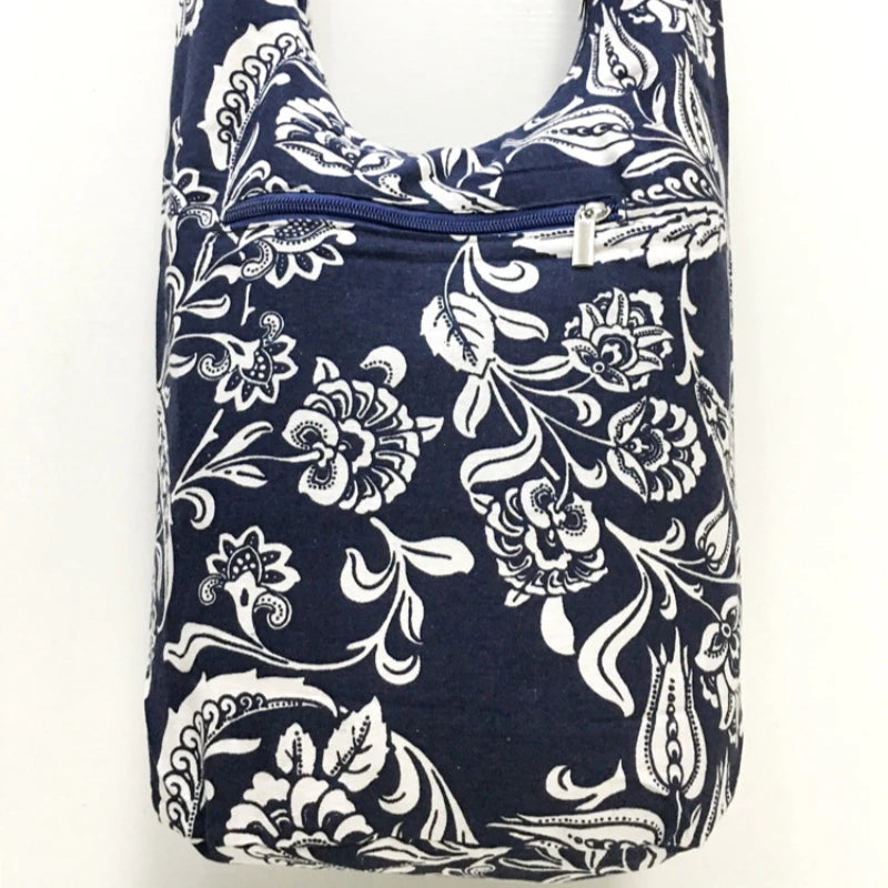 Bohemian Boho Crossbody Bag Women's Bucket Shoulder Bags Ladies Ethnic Canvas Casual Shopping Travel Messenger Bag Hippie Tote