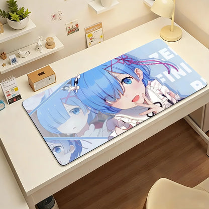 Anime R-Re Zero Rem Mouse Pad Large Non-Slip Waterproof Mat Stitched Edge Keyboard Pad for Gaming Daily Office