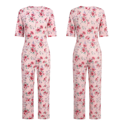 Women Special Need Adaptive Clothing Elderly Alzheimer Dementia Back Zipper Anti-Strip Nursing Jumpsuit Homewear Sleepwear