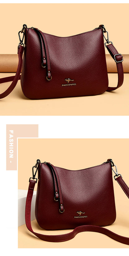 Women's Luxury Designer Top-Handle Bags Soft Leather Handbag Ladies Solid Color Shoulder Crossbody Bag Messenger Commuting Sac