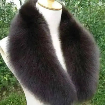 Natural Color Raccoon Fox Real Fur Collar Scarf Genuine Big Size Scarves Warp Shawl Neck Warmer Stole Muffler with Clip Loops #6