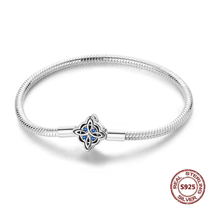 Silver 925 Bracelet Original Bracelets Colorful Zircon Heart Flower Cat Snake Chain For DIY Charms 17-20CM Luxury Jewelry Gifts