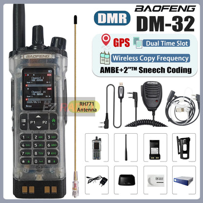 Transparent Baofeng Radio DM 32UV DMR Digital Wireless Walkie Talkie With AES256 Encryption For Long Range Secure Contact skiing