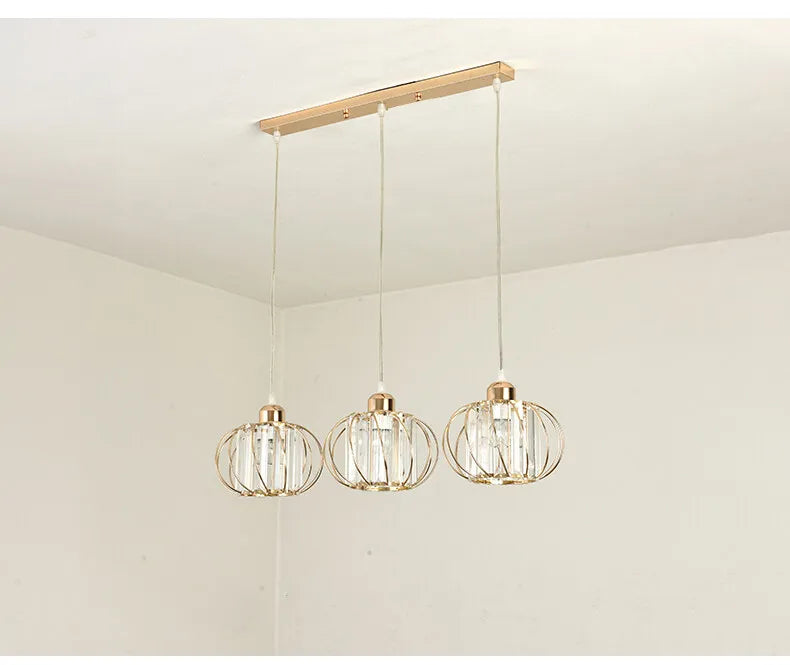 Crystal LED Pendant Lights For Dining Room Living Room Nordic Black Iron Shade 1/3 Lights Kitchen Decor Hanging Ceiling Lamp
