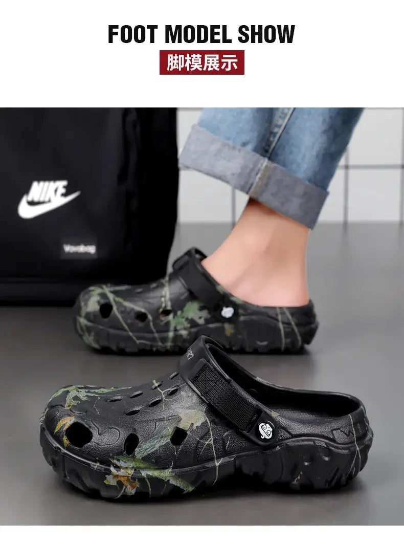 Summer Men Slippers Camouflage Platform Outdoor Clogs Shoe Women Beach Sandals Male Soft EVA Indoor Home Slides Big Size 46 47