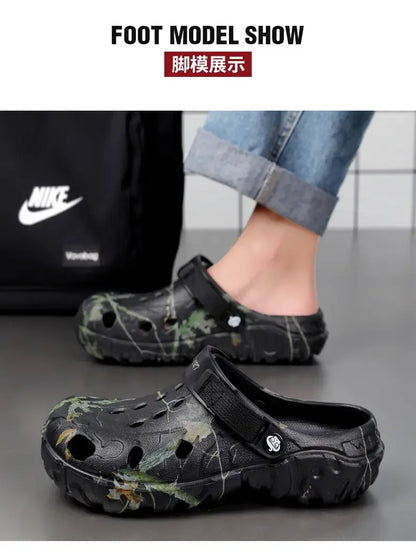 Summer Men Slippers Camouflage Platform Outdoor Clogs Shoe Women Beach Sandals Male Soft EVA Indoor Home Slides Big Size 46 47