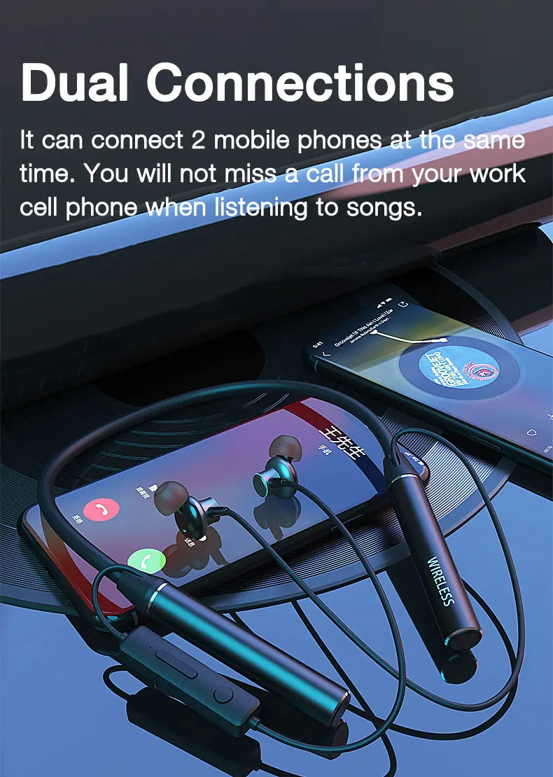 80 Hours Endurance Bass Bluetooth Headset With Microphone Stereo Neckband Headset Sports Headset TF Card