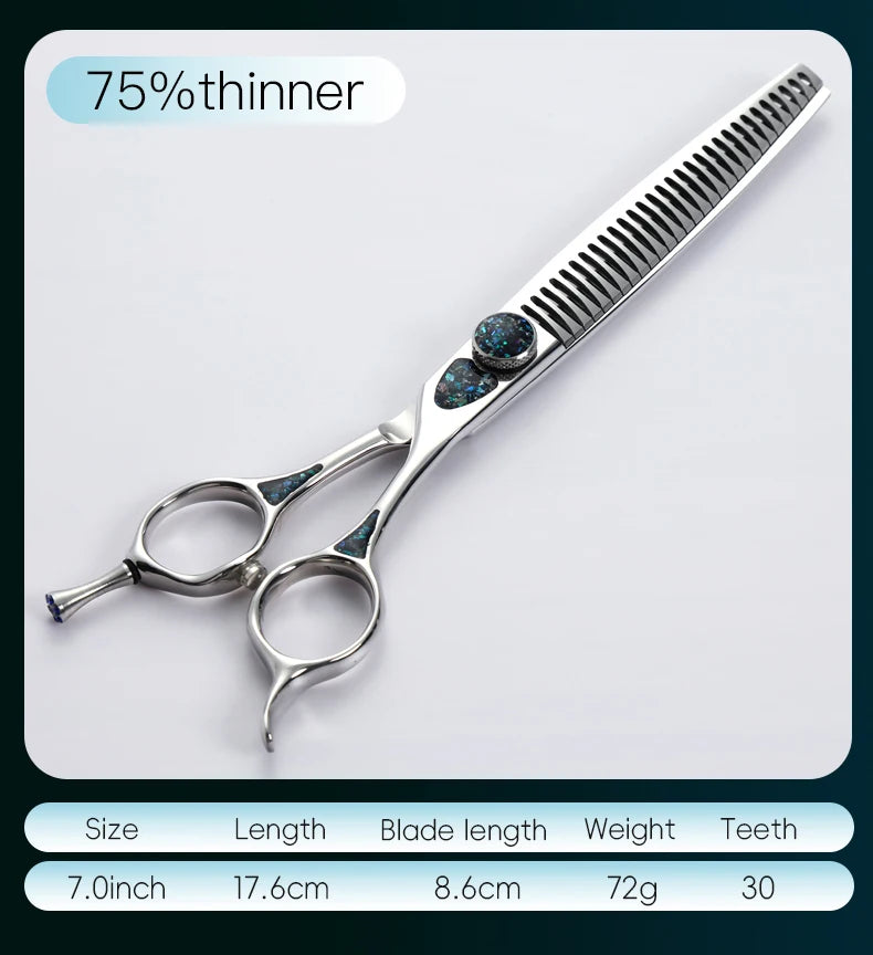 Fenice King Series 7/7.5Inch VG10 Shell Bearing Screws Dog Trimming Grooming Straight Curved Thinner Chunker Pet Scissors Tools