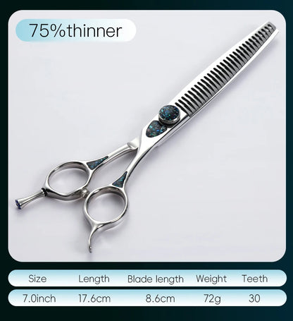 Fenice King Series 7/7.5Inch VG10 Shell Bearing Screws Dog Trimming Grooming Straight Curved Thinner Chunker Pet Scissors Tools