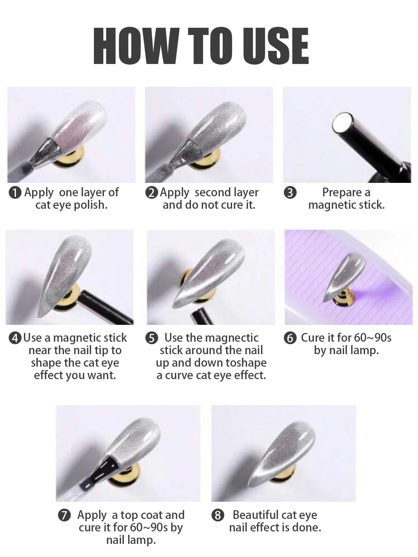 1-24pcs WS Romantic Purple Cat Eye Gel Nail Polish New Style Super Flash Versatile Whitening Purple Glass Bead Cat Nail Salon