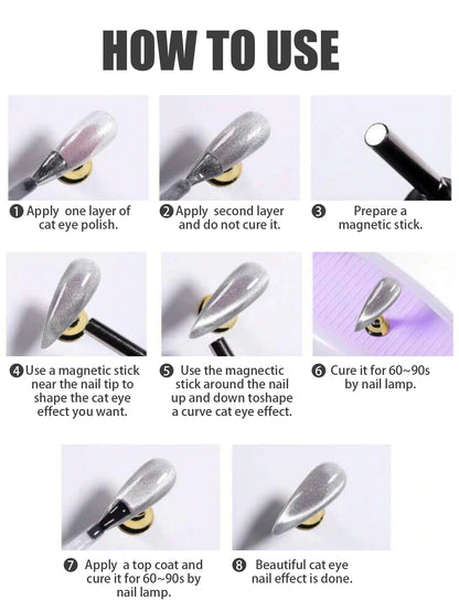 1-24pcs WS Romantic Purple Cat Eye Gel Nail Polish New Style Super Flash Versatile Whitening Purple Glass Bead Cat Nail Salon