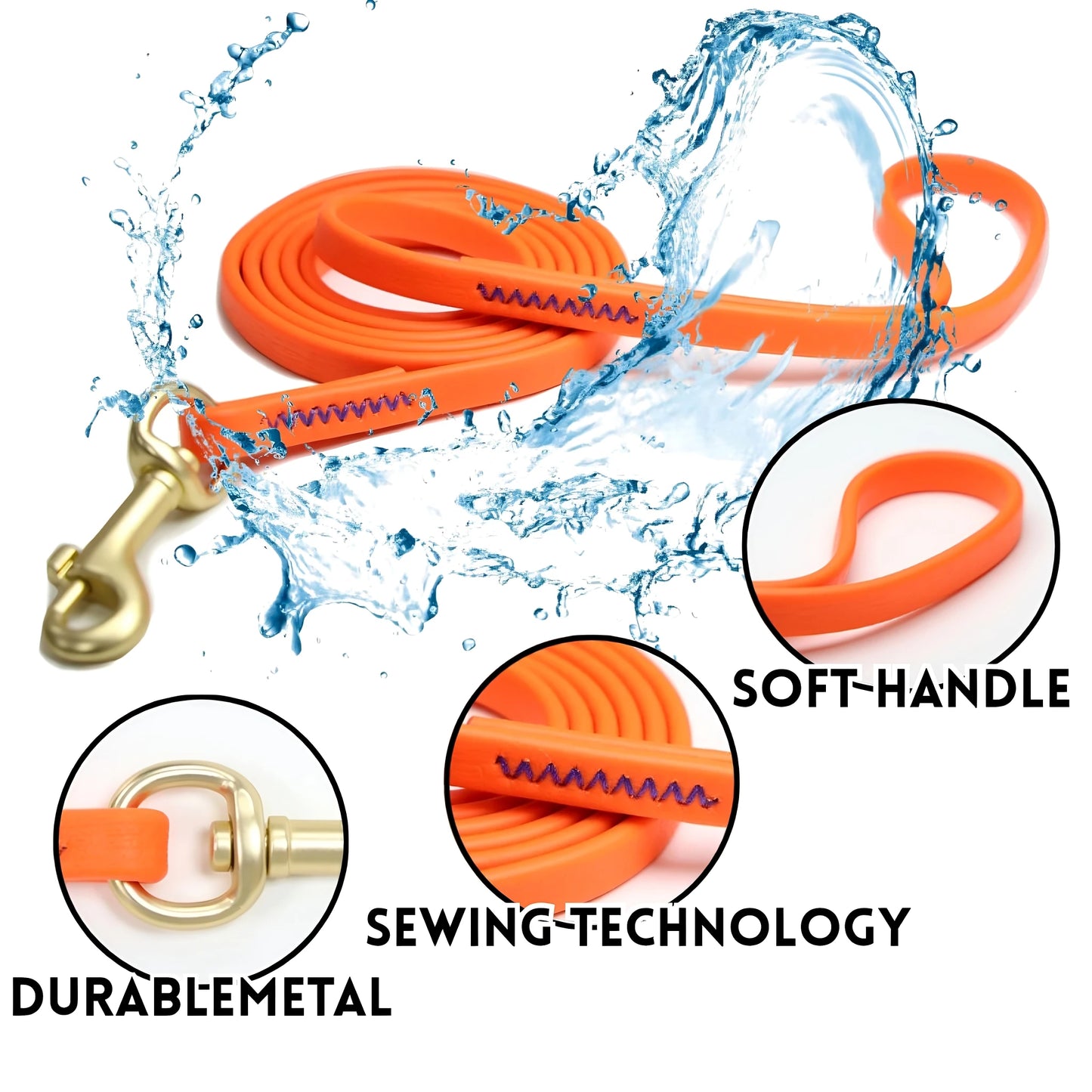 1.5‑9M PVC Coated Dog Tracking Leash 1cm Width 4mm Thickness Waterproof Long Training Lead Brass Hook for Small Medium Dogs