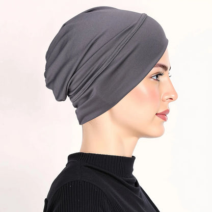 Soft Modal Inner Hijab Cap Muslim Stretch Turban Cap Islamic Underscarf Bonnet Hat Female Headband Tube Cap Turbante