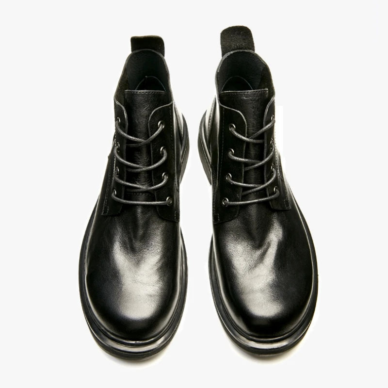 New Handmade Men Ankle Cow Real Leather Shoes Autumn Winter Outdoor Tooling Boots Business Vintage British Motorcycle Boots