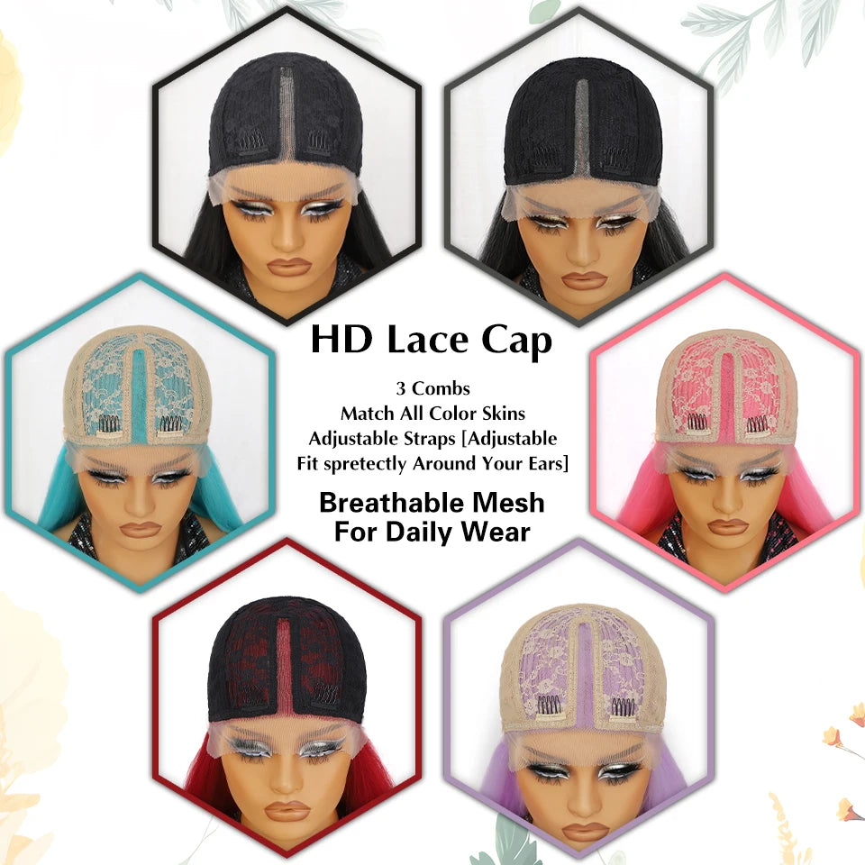 40 Inch Synthetic Lace Front Wigs For African Women T Part Lace High Temperature Fiber Straight Lace Wigs For Afro Female