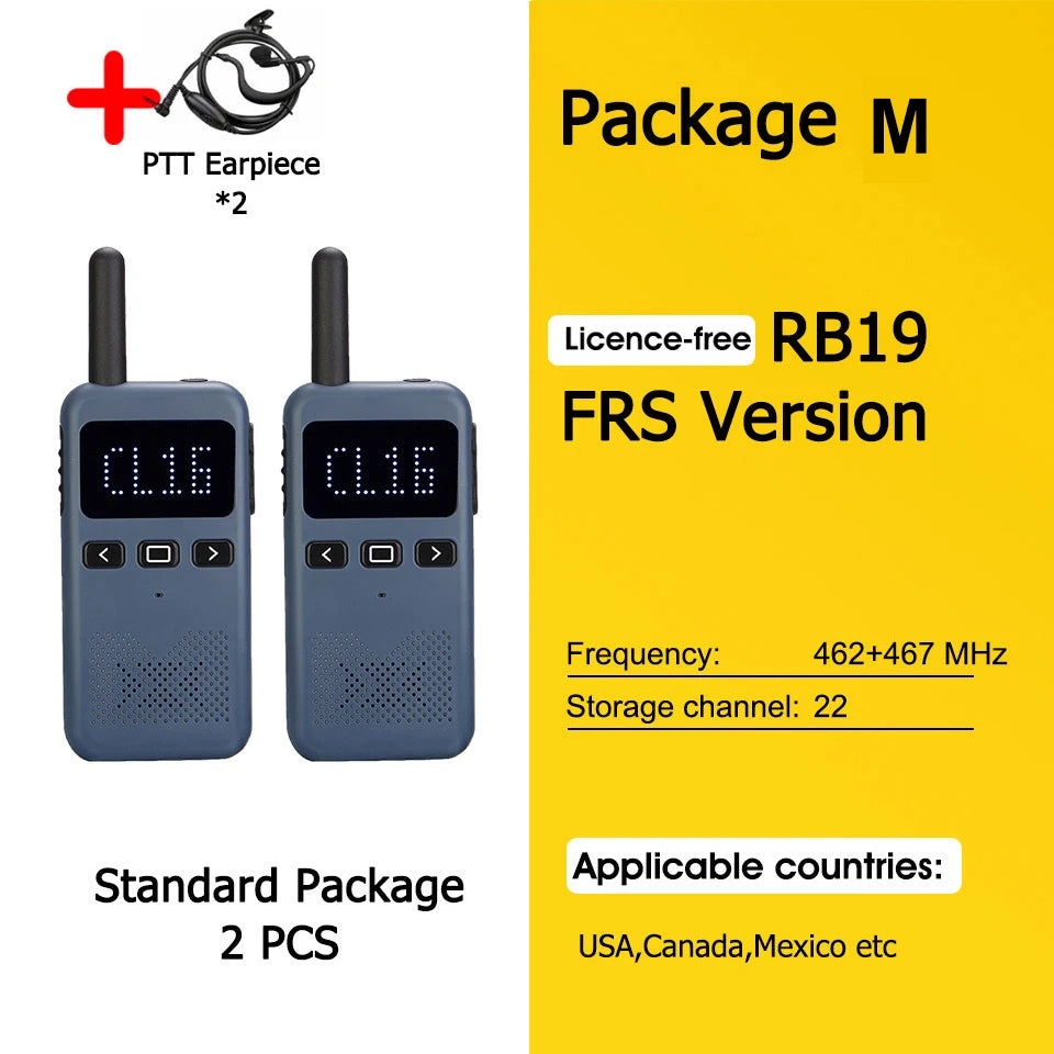 Retevis RB619 Mini Walkie Talkie PMR446/FRS 1650mAh Portable Long Range Two Way Radio Type-C Programmable for Restaurants Hotels