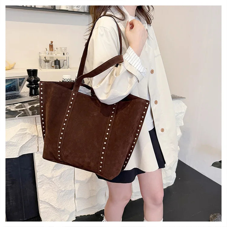 Fashion Microfiber Solid Sewing Shoulder Bags 2025 High Quality Retro Sweet Handbags Brand Sequined Large Capacity Bag for Women