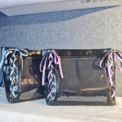 New Japanese Cute Sweet Ribbon Ita Bag Lolita Girls Transparent Handbags Fashion Large Capacity Tote Bag Aesthetic Shoulder Bags