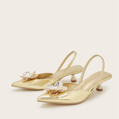Insightlink Women's Summer Pointed Toe Kitten Heel Pumps 2026 Luxury Elegant Slingback Shoes for Wedding Banquet All-Match Shoes
