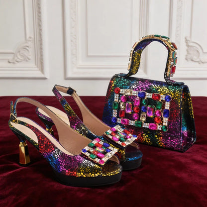 2026 New Design Elegant Women's High Heels Shoes & Bag Set Rhinestone-Embellished Designer Shoes Perfect for Special Occasionss