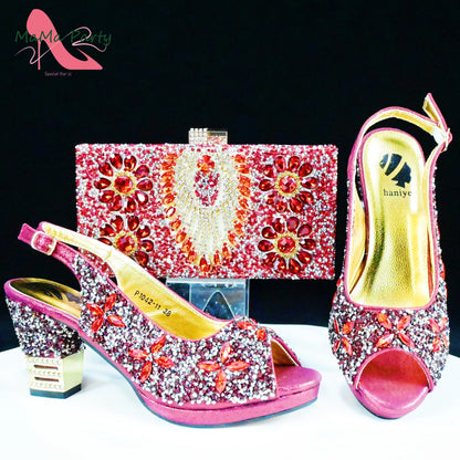 2025 Fashion Style Nigerian Ladies Lovely Shoes and Bag to Match Set in Gold Color Specials Pumps for Dress