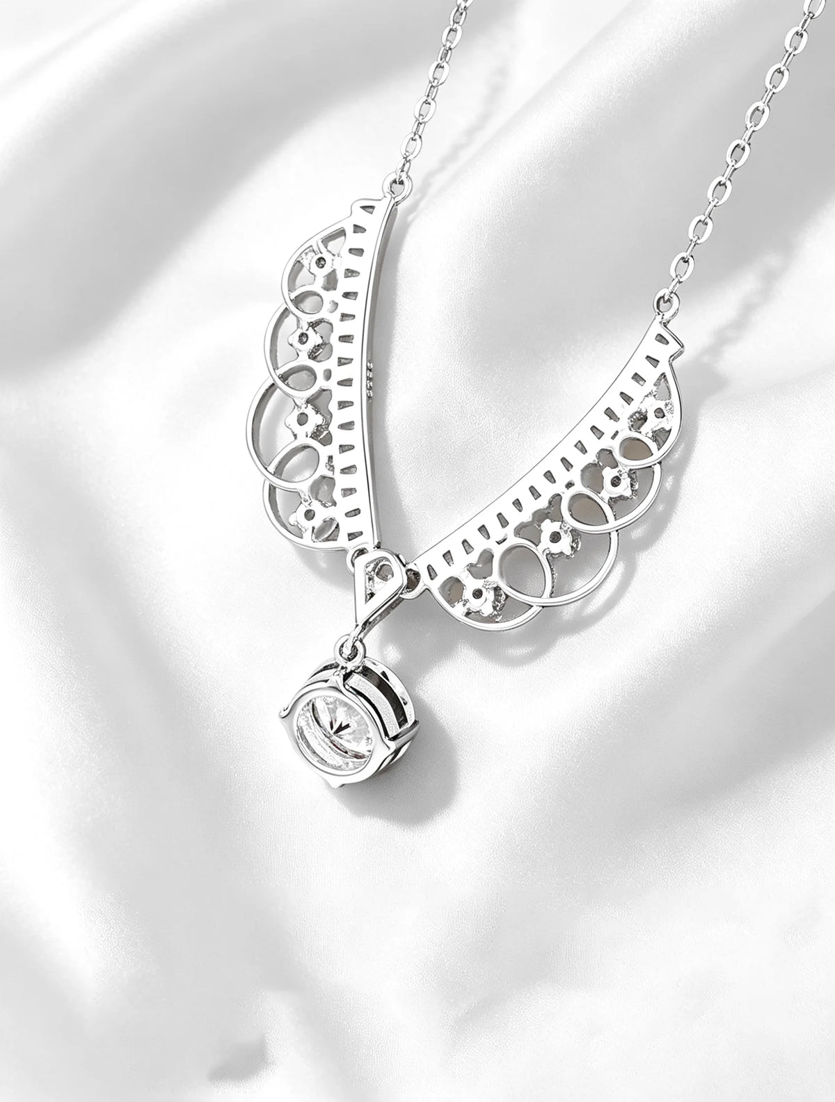 TY 925 Sterling Silver Moissanite Lace Necklace Women D-Color Moissanite Brand Necklace 1Carat Lab Moissanite Luxury Jewelry