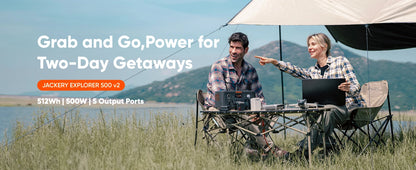 Jackery Portable Power Station Explorer 500 v2 New with 5m Extension Cord, 510Wh, Solar Generator for Outdoors Camping, Travel