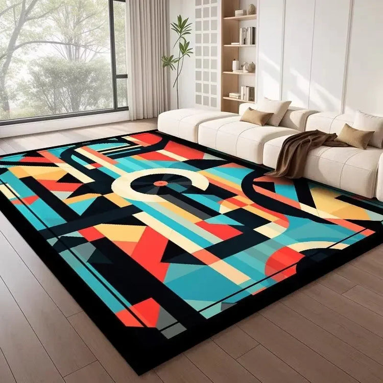 Nordic Style Geometric Large Rugs for Living Room Modern Decoration Home Carpet Light Luxury Bedroom Rug  Washable Mat