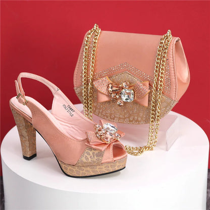 African Fashion Evening Shoes and Bag Italian Design Women's Shoes New Style High Heels Comfortable Women's Shoes and Bags